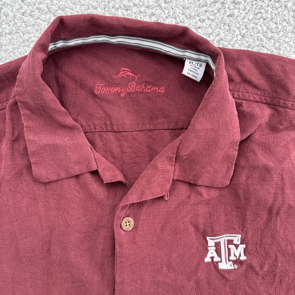 Texas A&M Aggies Shirt Tommy Bahama Mens XL Red Floral Silk Button Up Hawaiian